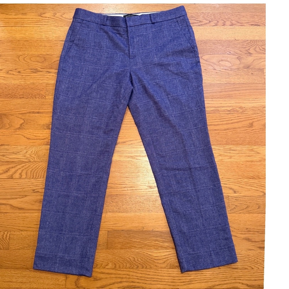 Banana Republic Purple Herringbone Windowpane Wool Blend Dress Pants Size 8